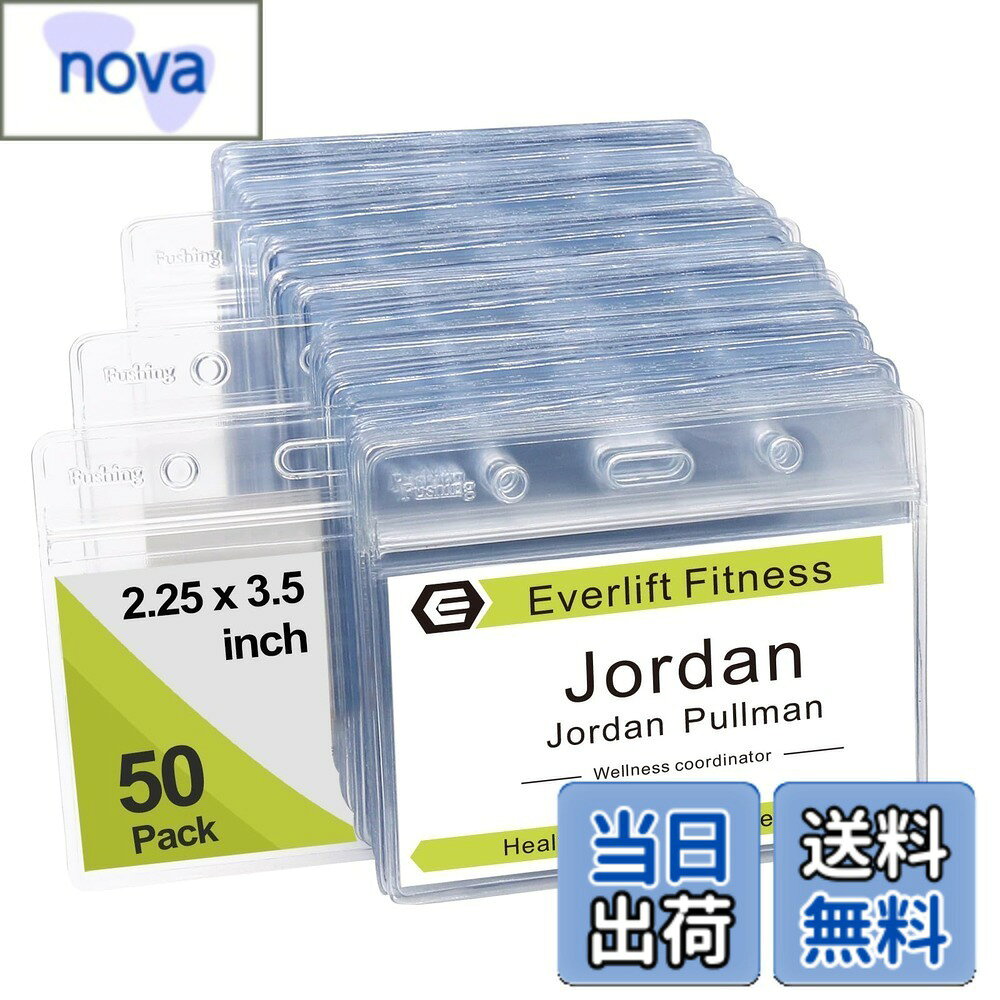 乐天商城 - 【送料無料】Fushing 50個透明ビニール 横型 ネームタグ セット バッジ IDカードホルダー