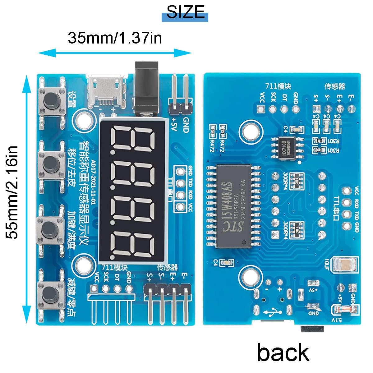 ������̵����Youmile ���̰��ϥ��󥵡� HX711 �ǥ���������ɥ���⥸�塼�� A/D�⥸�塼��ǥ����ץ쥤24�ӥåȷ��̷� �Ż���ǥ����ץ쥤�᡼���� �ޥ�����USB�����֥��դ�