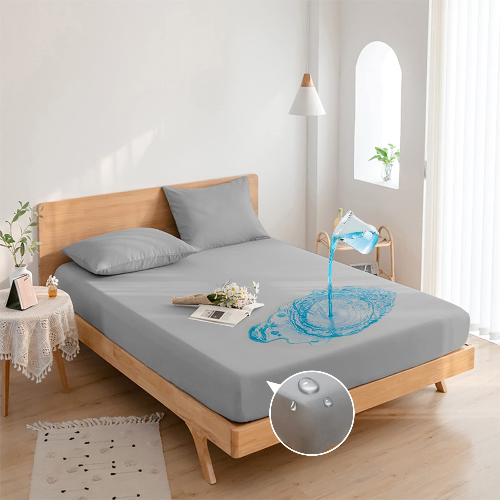 【送料無料】【綿100%】Vallein 防水シーツ 側面防水 シングル ボックス 全面防水 ボックスシーツ ダブル セミダブル おねしょシーツ 大人用 赤ちゃん 介護用シーツ ベビー 保育園 介護用 ペット 防ダニ 丸洗い可能