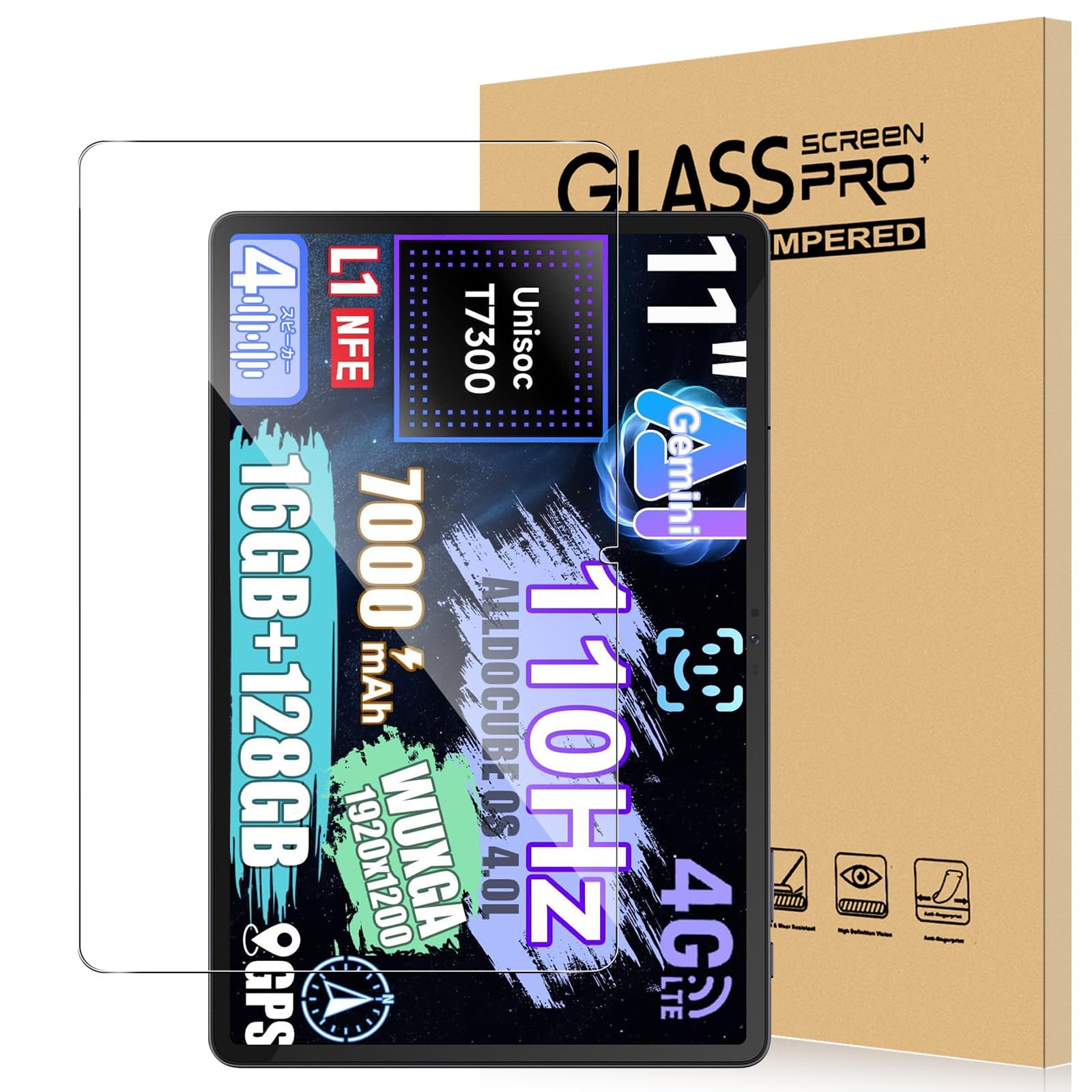 【送料無料】For ALLDOCUBE iPlay60 Pro/BMAX I11S/Avidpad S80/Headwolf Wpad7/ALLDOCUBE iPlay 70E フィルム タブレット 11インチ 強化ガラス 高透過率 高感度タッチ 硬度9H 指紋防止 Greerass 気泡防止 撥水撥油 耐衝撃 貼り付け簡単 液晶保護 超薄飛散防止 保護フィ