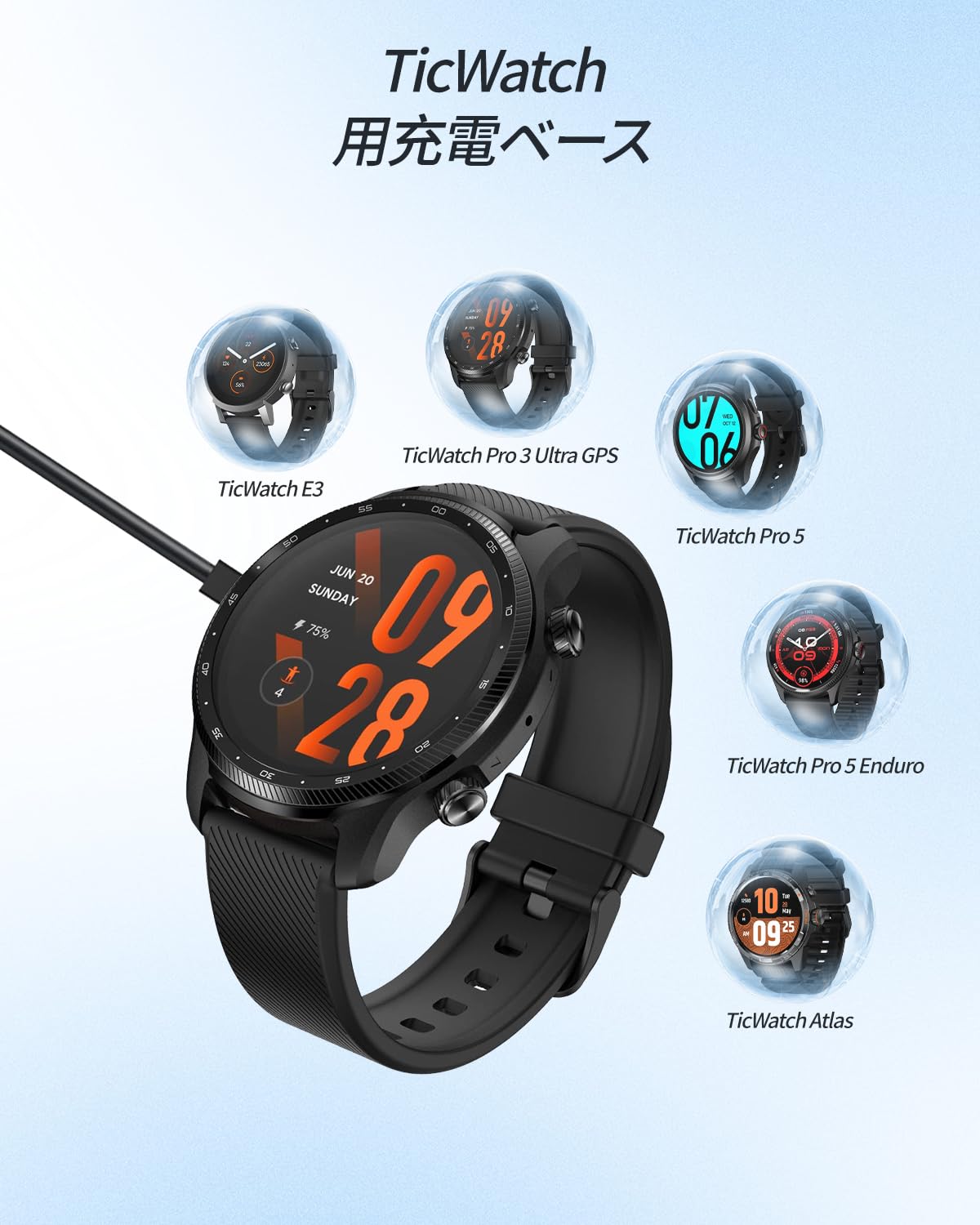 【送料無料】For TicWatch Atlas/Pro 5 Enduro/Pro 5/Pro 3 Ultra GPS/E3 スマート...