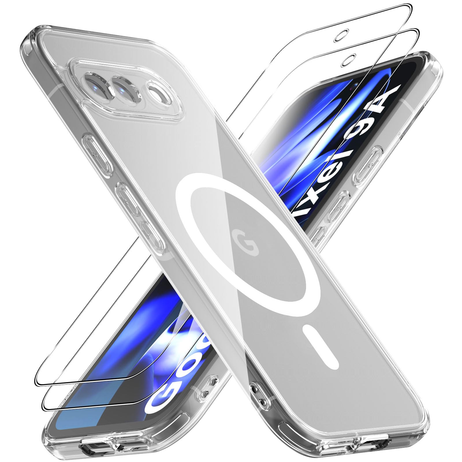 ������̵���ۡ�1��+2�祻�åȡ�For Google Pixel 9a ������(1��MagSafe�б�)+���饹�ե����(2��) Greerass �ݸ���� ...