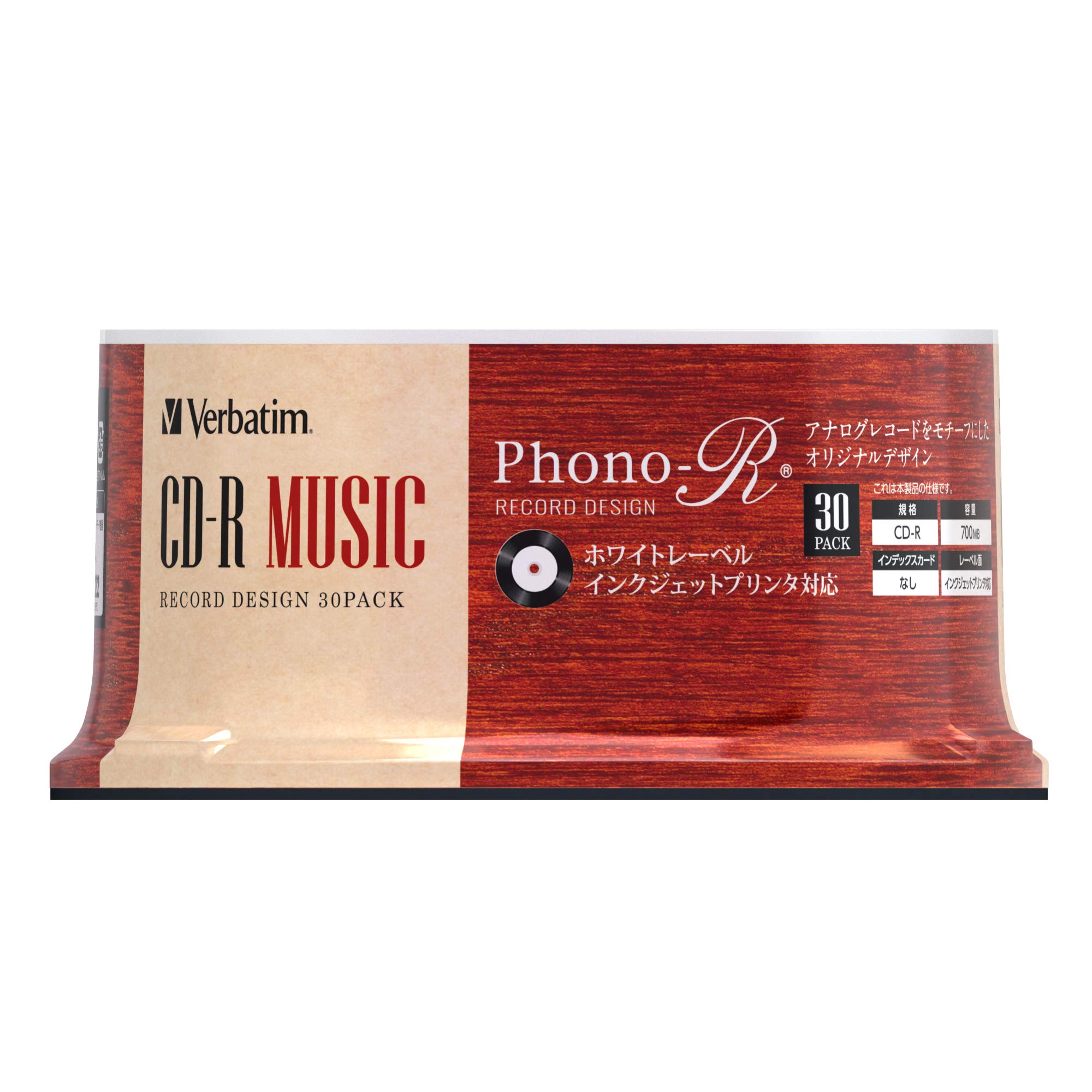 ������̵����Verbatim �С��٥����� ������ CD-R �쥳���ɥǥ����� 80ʬ 30�� �ۥ磻�ȥץ�󥿥֥� Phono-R (�ե��Υ�����) AR80FHP30SV7