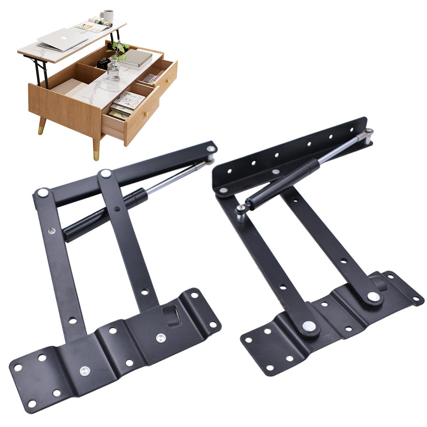 【送料無料】aleawol 1ペア テーブルリフトヒンジ 油圧ヒンジ 折り畳み テーブル 金具 高さ調整 油圧緩..