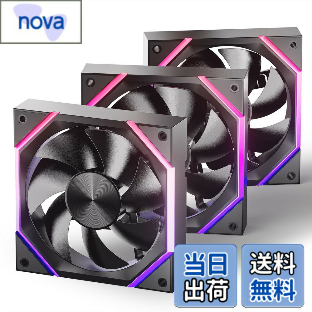 【送料無料】AsiaHorse Nyota ARGB PC ファン 120MM 3本 正向(排気) ケースファン [性能と美学の融合] ..