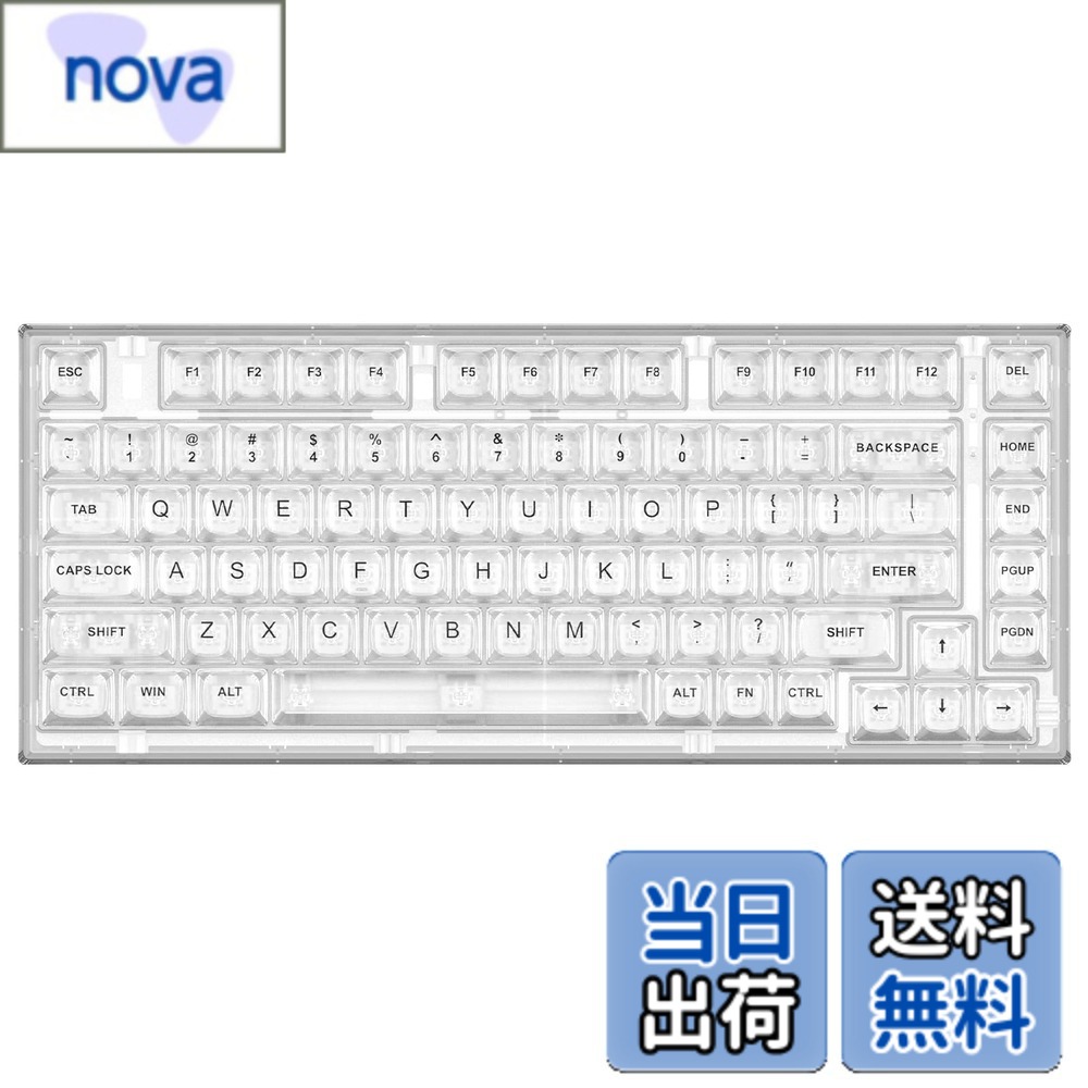 【送料無料】YUNZII X75 PRO 82キーワイヤレス ホットスワップ対応 英語配列 メカニカルゲーミングキーボード 透明キーキャップ BT5.0/2.4G/USB-C ガスケット装着キーボード Windows/Mac用 技適認証取得(クリスタルアイス軸、無線ホワイト）