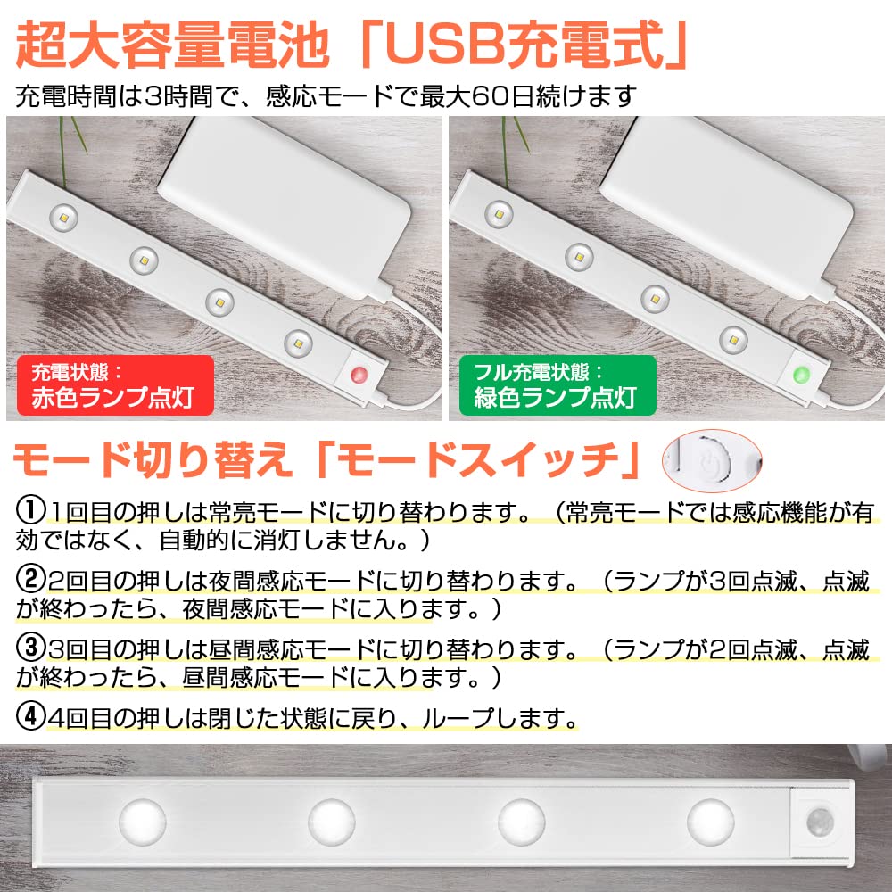 【送料無料】HAIKUSOUBI 人感センサーライト LEDライト 60cm 室内 バーライト 明暗...