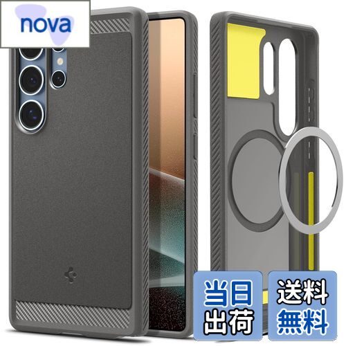 【送料無料】Spigen Galaxy S25 Ultra ケース Magfit対応 耐衝撃 TPU ソフト マット 米軍MIL規格 ラギッド・アーマー・マグフィット ACS08952 (マーブル・グレー)