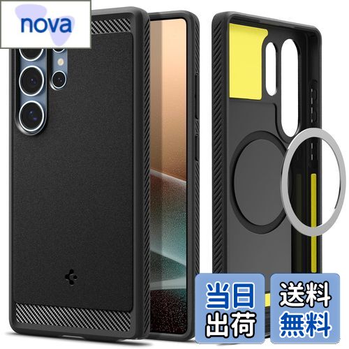 【送料無料】Spigen Galaxy S25 Ultra ケース Magfit対応 耐衝撃 TPU ソフト マット 米軍MIL規格 ラギッド・アーマー・マグフィット ACS08951 (マット・ブラック)