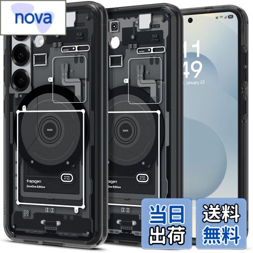 【送料無料】Spigen Galaxy S25 ケース Magfit対応 クリア ストラップホール 米軍MIL規格 ウルトラ・ハイブリッド・マグフィット ACS09003 (ゼロ・ワン・ブラック)