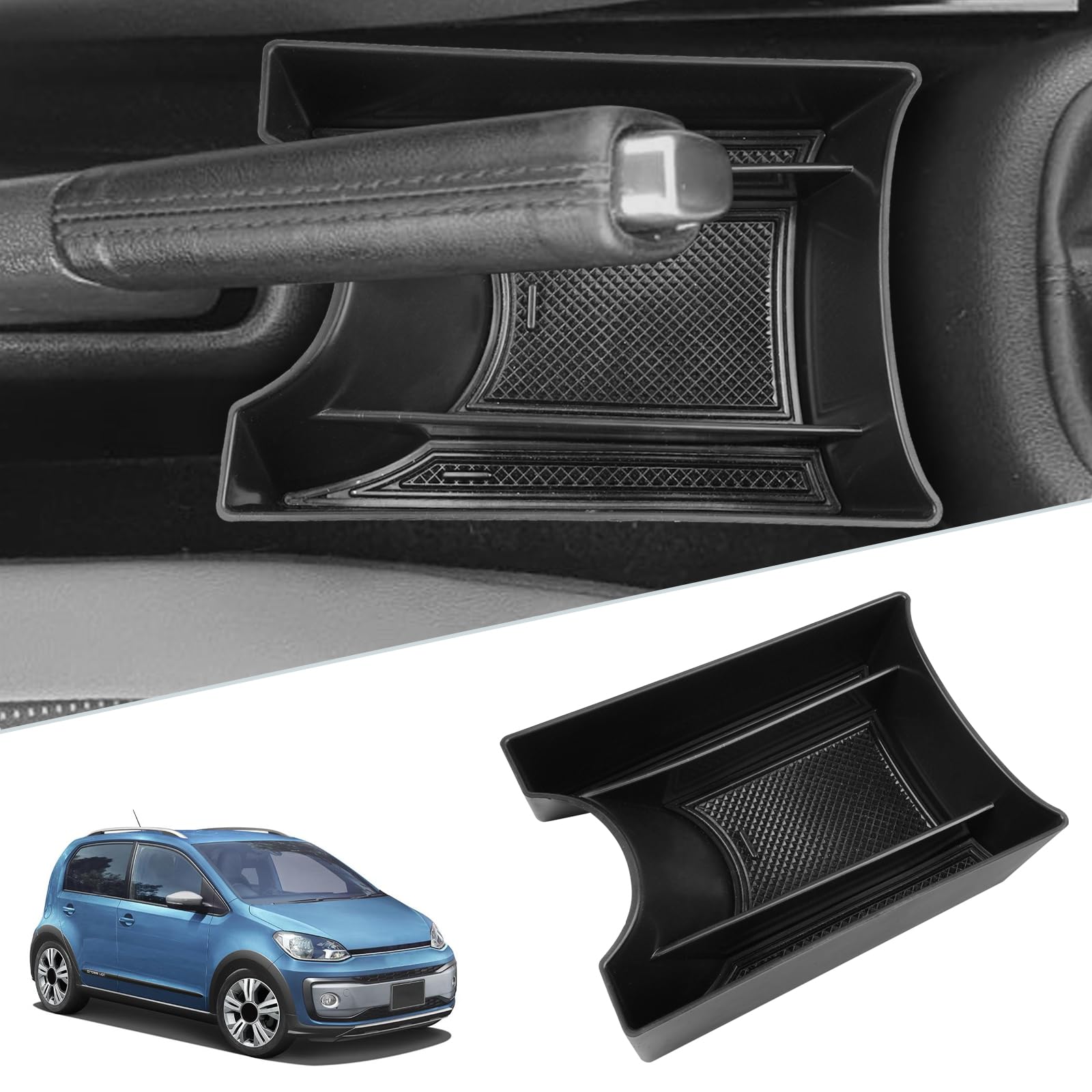 【送料無料】SKTU フォルクスワーゲンup 専用 フォルクスワーゲンup 車用 内蔵型コンソールボックス VW UP 収納トレイ ラバーマット付き 小物入れ フォルクスワーゲンup センターコンソールトレイ アームレスト収納ボックス コインケース 装着簡単 カスタムパーツ 滑り止