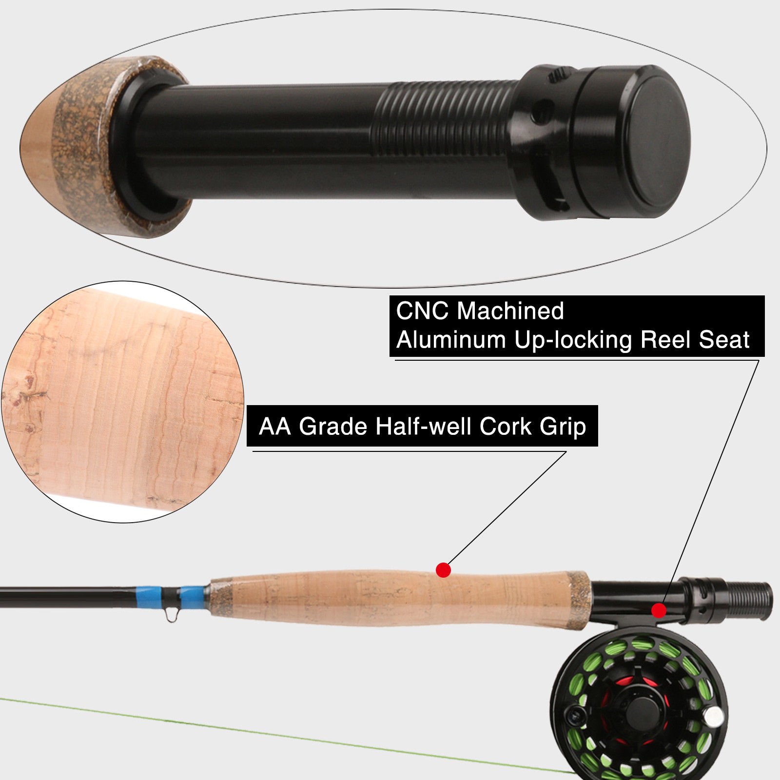 novaの【送料無料】M MAXIMUMCATCH Maxcatch Nymphフライロッド4ピースIM10黒鉛フライフィッシングロッドチューブ持って (3weight 10ft 4Piece)｜アングル3