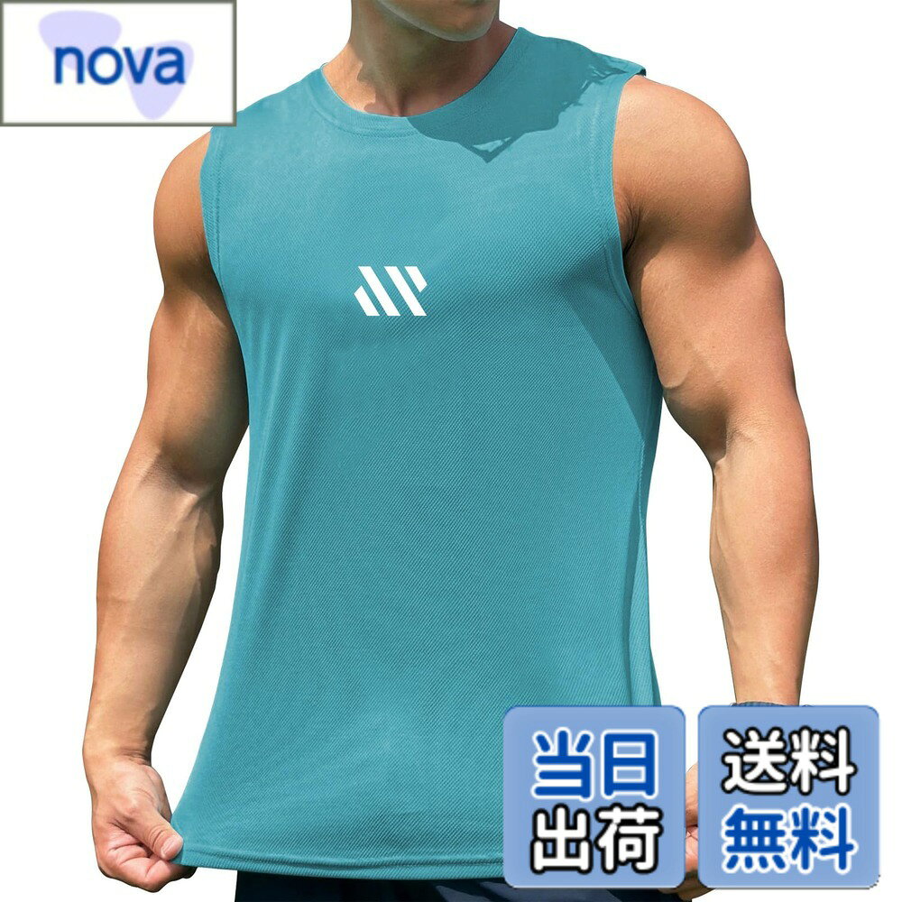 【送料無料】[iEndyCn] メンズ タンクトップ トレーニング ノースリーブ フィットネスTシャツ 筋トレ スポーツインナー 袖なし スポーツウェア ボディビル マッスルフィット 吸汗速乾 13色 (レイクブルー,Large) nova2021-10246812 nova パッケージ画像