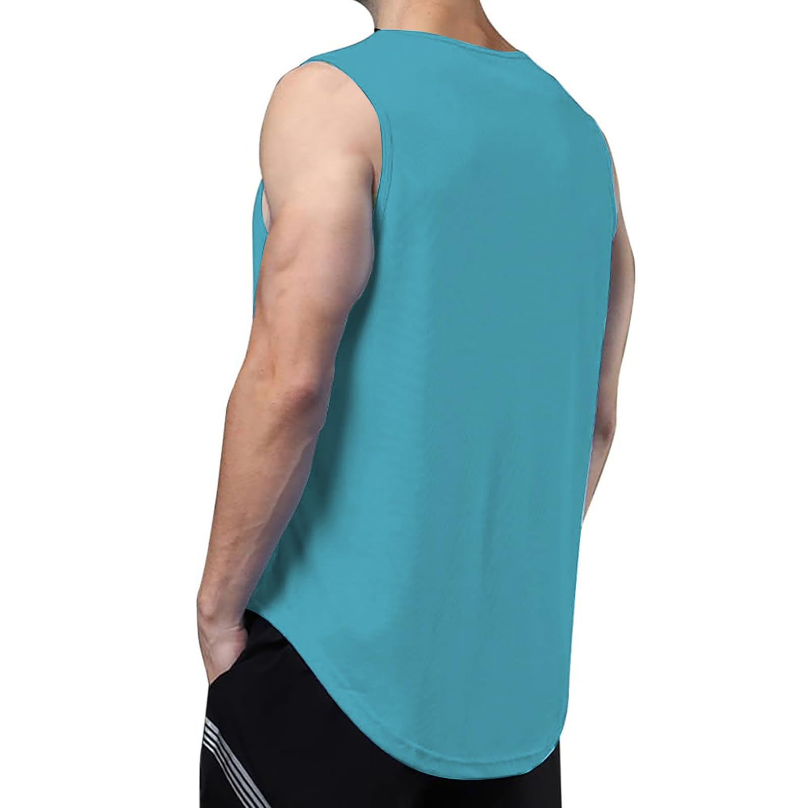 【送料無料】[iEndyCn] メンズ タンクトップ トレーニング ノースリーブ フィットネスTシャツ 筋トレ スポーツインナー 袖なし スポーツウェア ボディビル マッスルフィット 吸汗速乾 13色 (レイクブルー,Large) nova2021-10246812 nova サンプル画像2