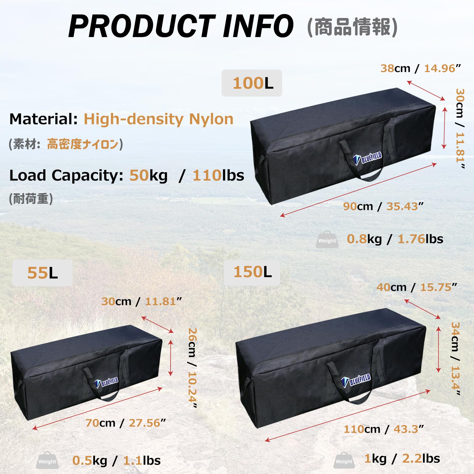 【送料無料】Azarxis ボストンバッグ 大型バッグ 大容量 55L 100L 150L 防水 旅行バッグ ビッグバッグ 大きいバッグ 3WAY トートバッグ キャリーバッグ 防災バッグ ジム 引っ越し ゴルフ 旅行 出張 メンズ キャンプ 機内持ち込み アウトドア nova2021-10217819 nova サンプル画像2