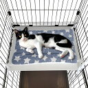 【送料無料】POOKIE ペット マット ケージ用 猫 ベッド 落ちない 四隅紐付き ボア あったか 柔らかい リバーシブル 洗える モフモフ ふわふわ キャットタワー ソファ (グレースター) ワンサイズ