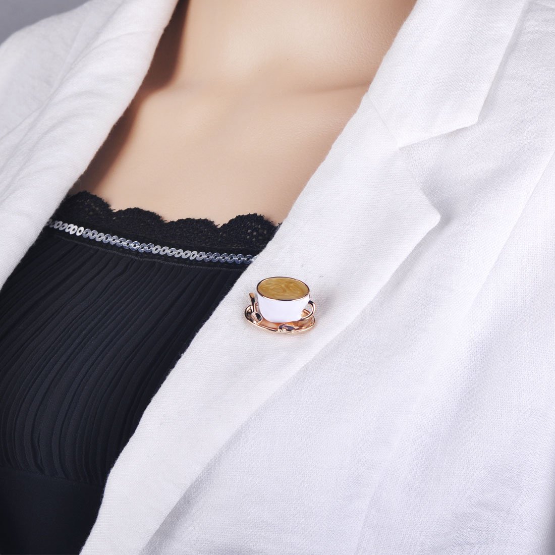 【送料無料】MECHOSEN アンティーク かわいい コーヒーカップのブローチ レディー...