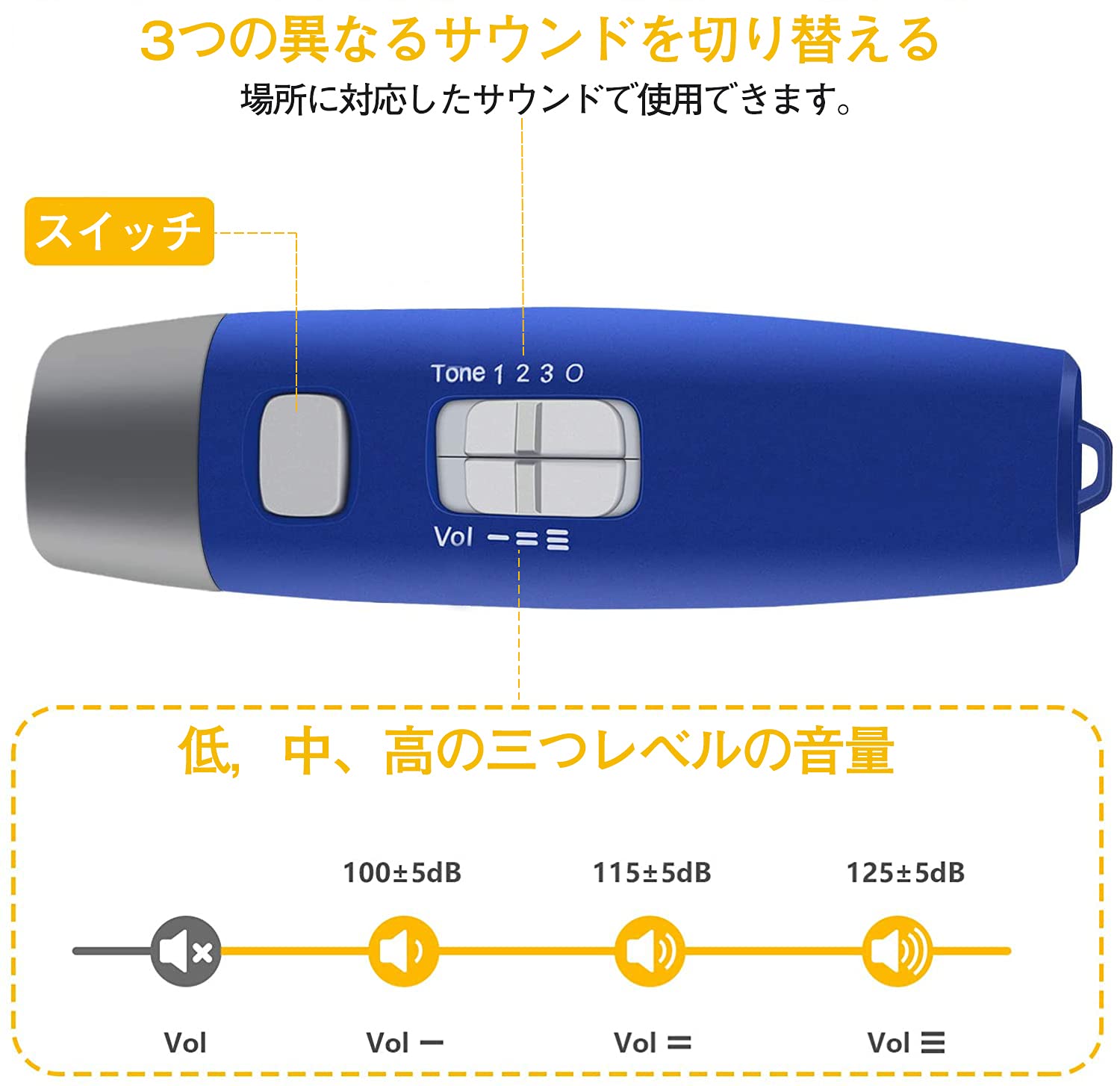 【送料無料】RICHJOLY 電子ホイッスル 電子笛 3段階 3種類ホイッスル 大音量 130db...
