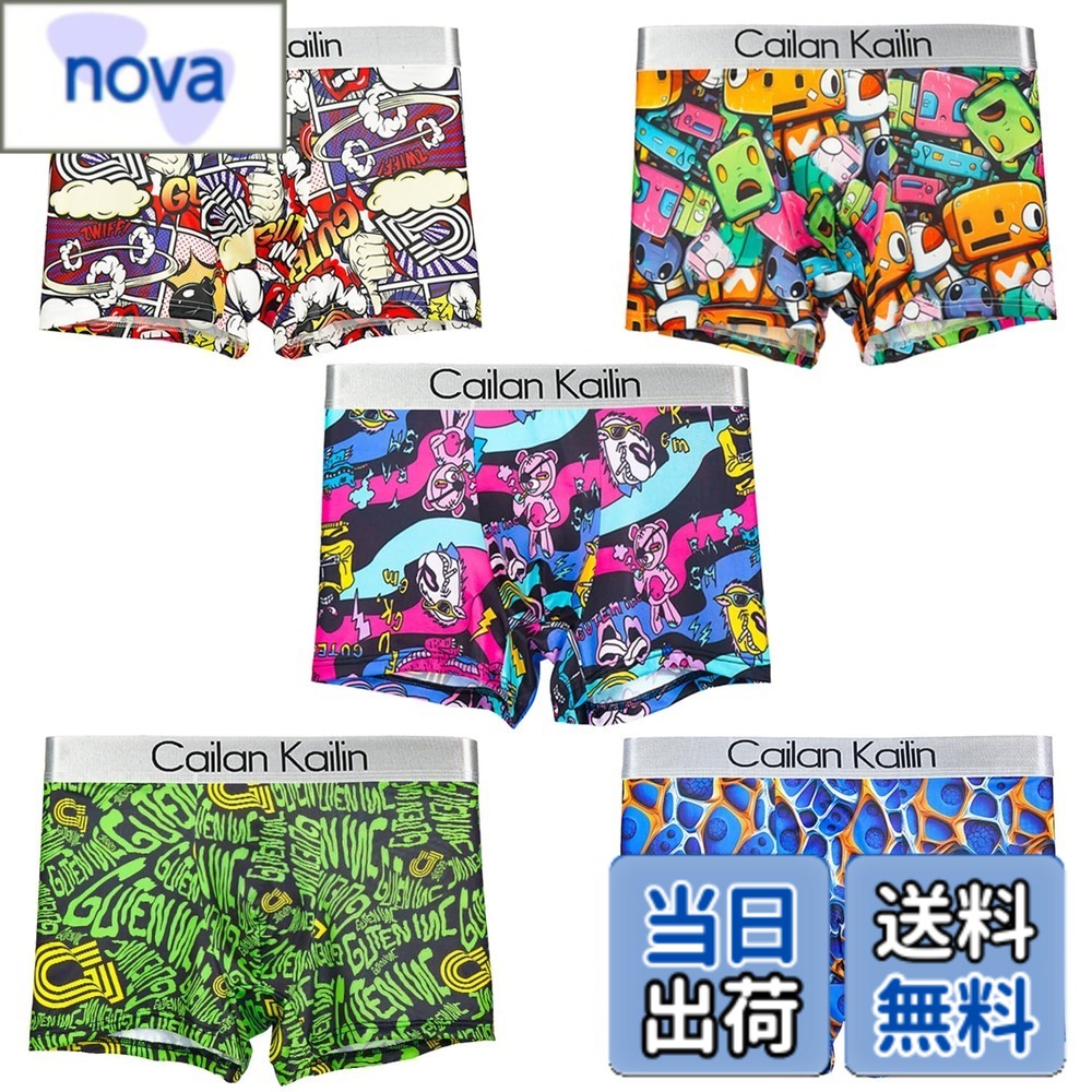 乐天商城 - 【送料無料】[Amtop] ボクサーパンツ メンズ 下着 5枚セット 前閉じ 通気 吸水速乾 抗菌防臭 ボクサーブリーフ ローライズ (C12-5枚組, L)