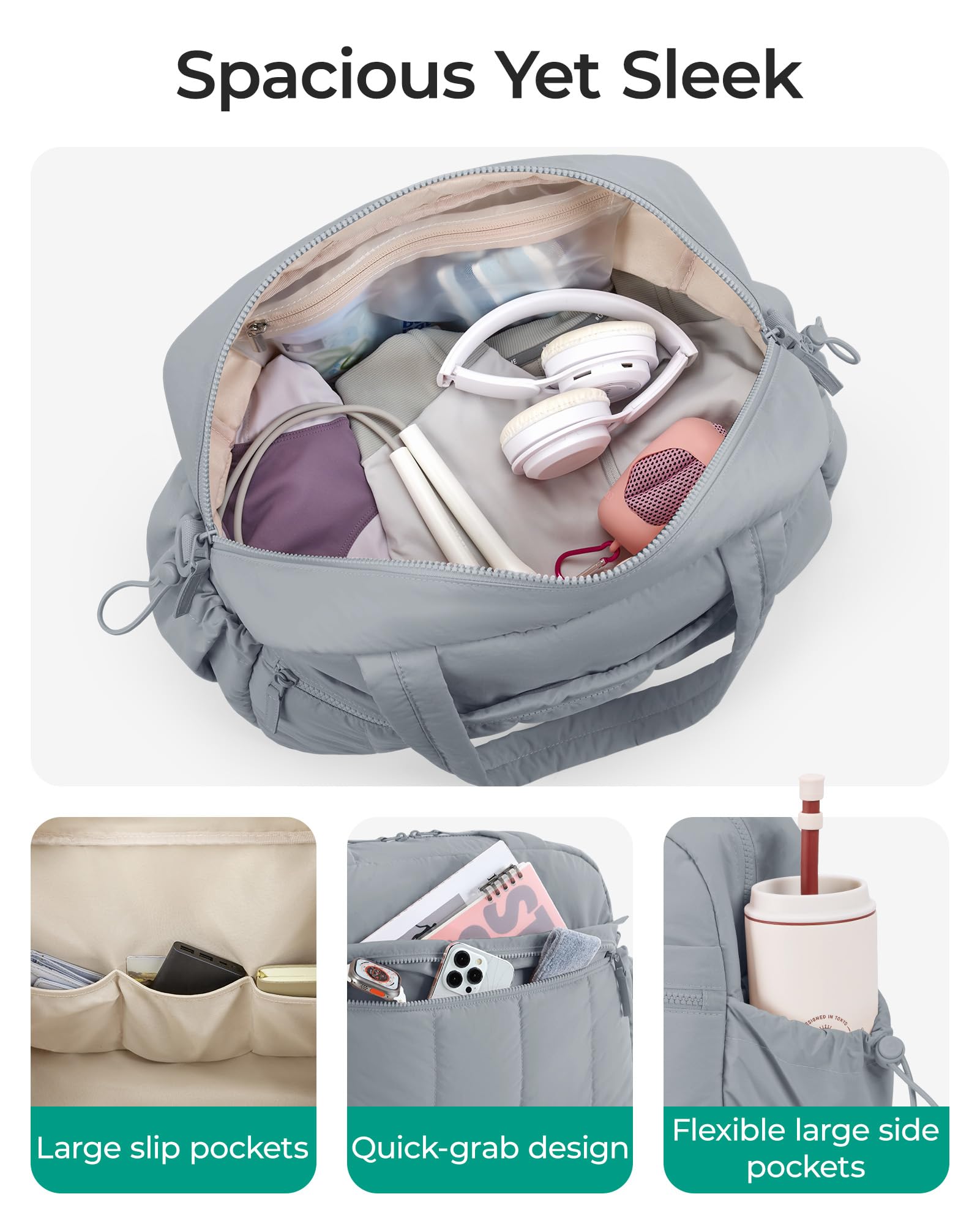 【送料無料】BAGSMART 旅行用ダッフルバッグ、濡れたポケット付き女性用ジムバッグ、女性用機内持ち込みウィークエンダーバッグ、防水旅行バッグダッフルバッグ nova2021-10230733 nova サンプル画像3