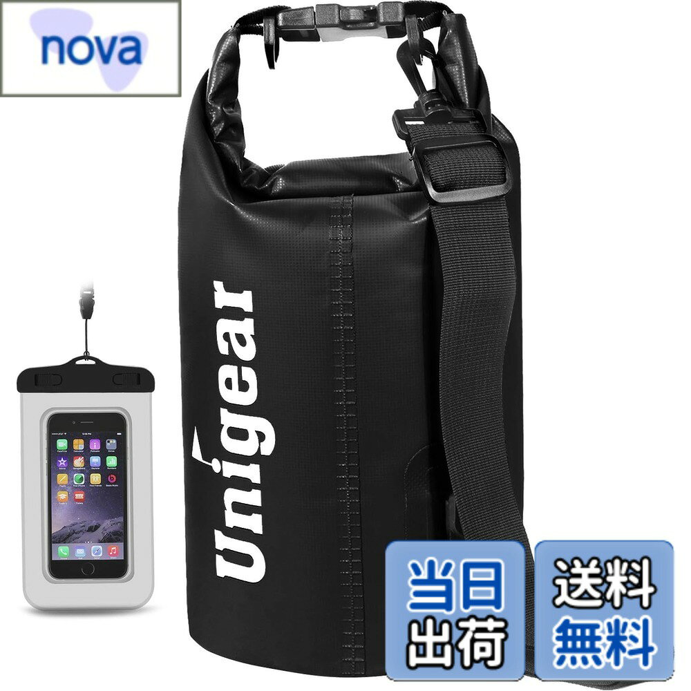 樂天商城 - 【送料無料】Unigear ドライバッグ 防水バッグ 防水ポーチ付き ドラム型 新型素材 防水 防塵 9色 6サイズ 2L 5L 10L 20L 30L 40L（黒色 5L）