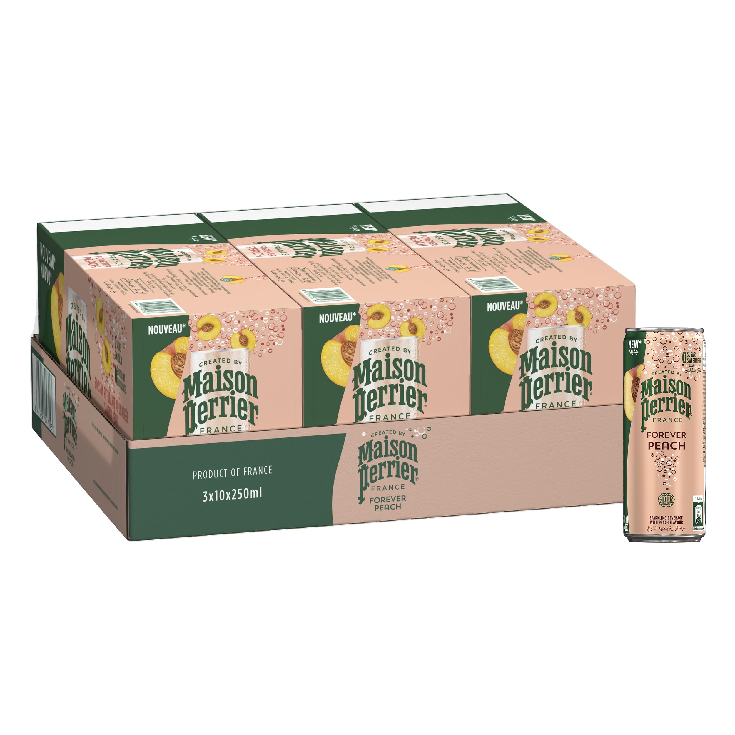 【送料無料】MAISON PERRIER（メゾンペリエ）フレーバー炭酸水 ピーチ 缶 250mlx30...