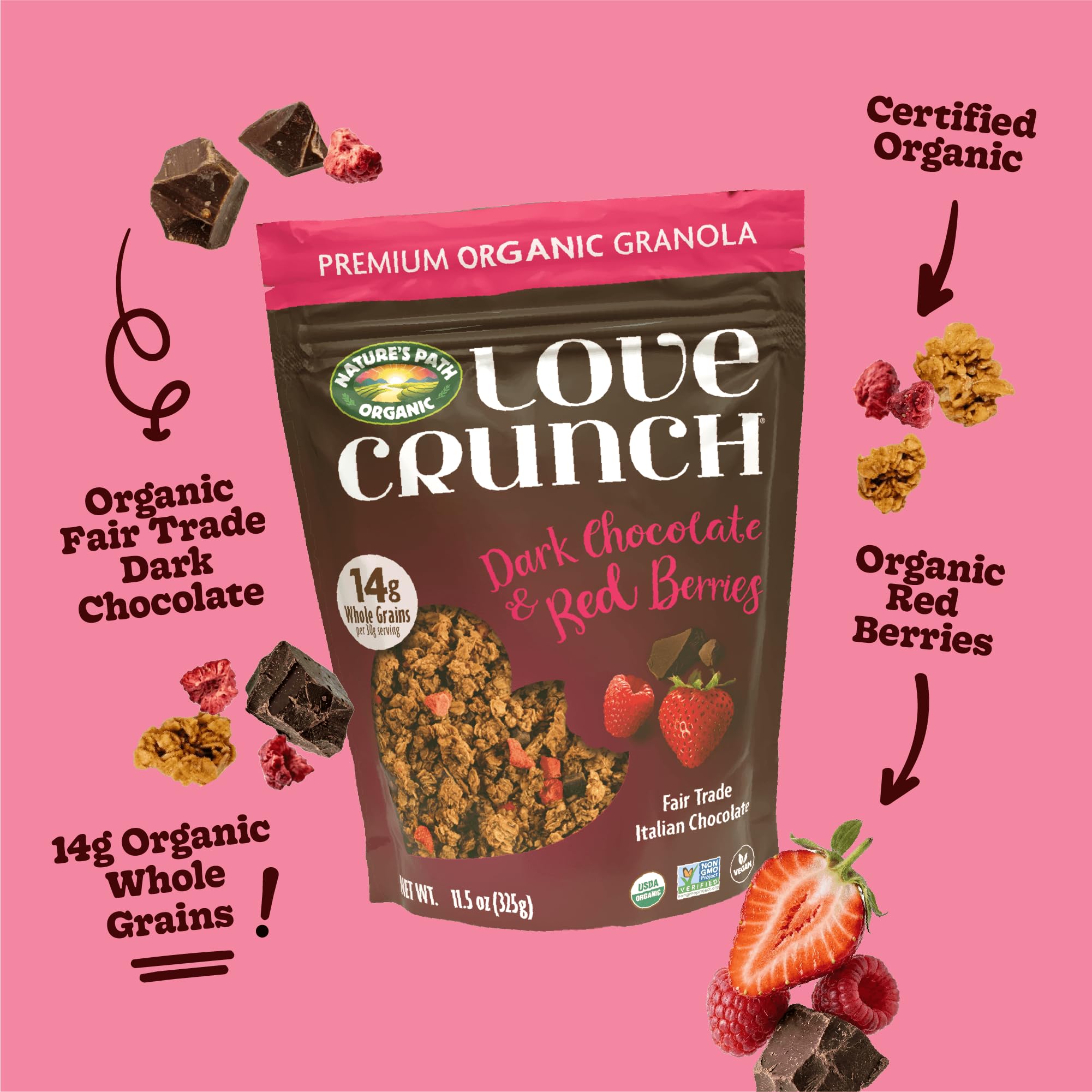 【送料無料】ネイチャーズ パース ラブクランチ オーガニックグラノーラ ダークチョコレート&レッドベリー 325g nova2021-10252927 nova サンプル画像2