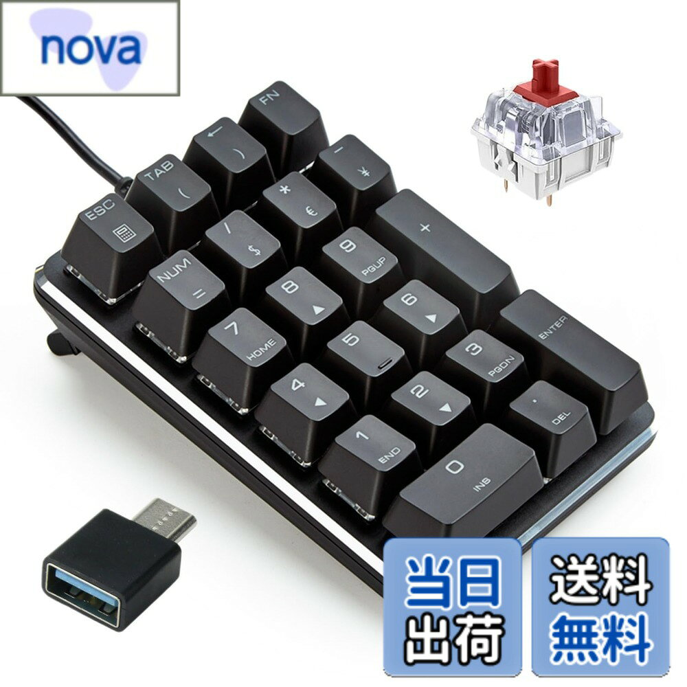 【送料無料】Levieny メカニカルテンキー レッドスイッチ（赤軸） [有線/USB Type-C両対応] 静音で軽いタッチ 21キー 数字パッド PC/ノートパソコン共用 5000万回高耐久 オフィス 金融 レジ 会業務に最適