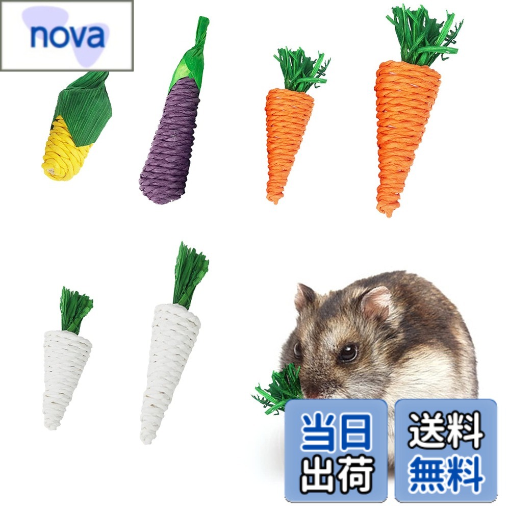 Rakuten - 【送料無料】YFFSFDC 噛むおもちゃ ペット用 6個入り ハムスター チンチラ ウサギ 小動物 おやつ 運動不足解消 天然素材 ペット用品 天然 ストレス解消 大根のおもちゃ