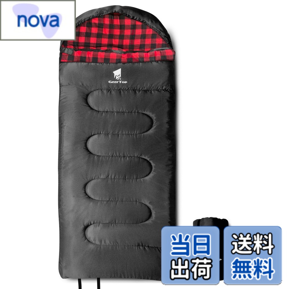 【送料無料】Geer Top キャンプ 寝袋 シュラフ 幅100cm ワイドサイズ 防寒 レッド裏地 nova2021-10253173 nova パッケージ画像