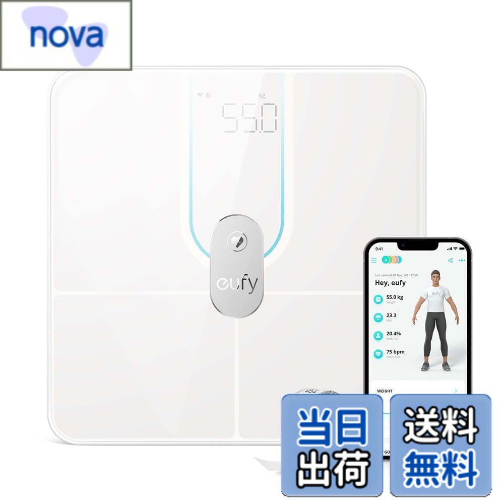 乐天商城 - 【送料無料】Anker Eufy (ユーフィ) Smart Scale P2 Pro（体重体組成計）【アプリ対応 / Fitbit連携 / 体脂肪率 / BMI / 心拍数 / 筋肉量 / 基礎代謝量 / 水分量 / 体脂肪量 / 骨量 / 内臓脂肪 / タンパク質 / 骨格筋量 / 皮下脂肪 / 体内年齢 / ボディタイプ】