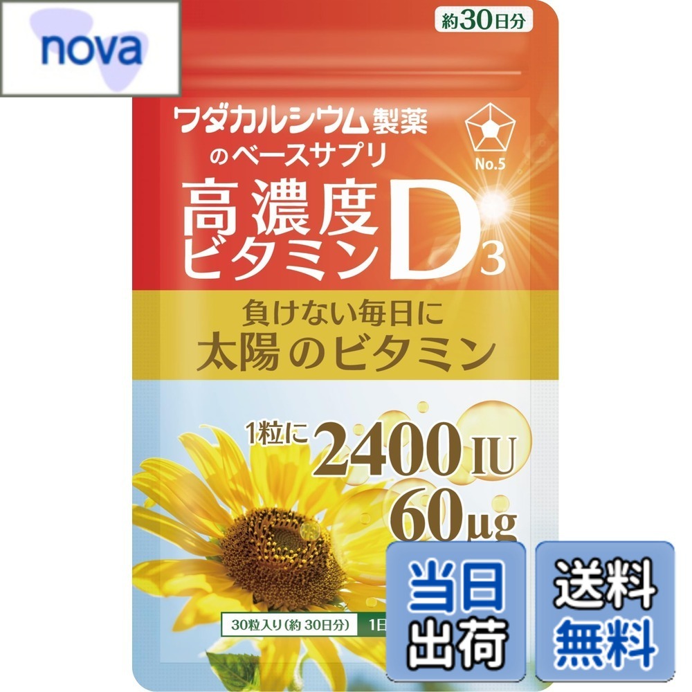 【送料無料】ビタミンD3 2400IU 高濃度 サプリ30日分 国産 ソフトカプセル ワダカルシウム製薬 ビタミンD