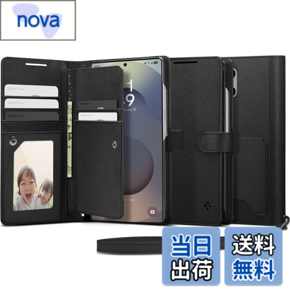 樂天商城 - 【送料無料】Spigen Galaxy S25 Ultra ケース 手帳型 耐衝撃 米軍MIL規格取得 手首ストラップ付き カード収納 耐キズ 強化革 衝撃吸収 ウォレットS ACS09124 (ブラック)