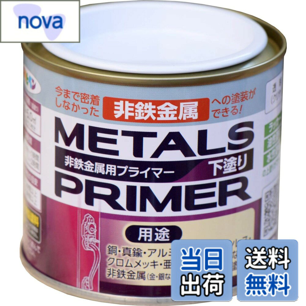 商品情報 商品の説明 下処理方法:■塗る面のゴミ、油分、サビ、カビ、ワックスをとります。サビはサンドペーパーかワイヤーブラシでとり除きます。 ■アルミニウムやブリキに塗る場合は#600~1000のサンドペーパーで研磨してください。 ■塗料がついて困る周囲はあらかじめマスキングテープや養生シートで覆います。 ■取り扱い中は、必要に応じてマスクや保護メガネ、手袋などを使用してください。 主な仕様 この商品を非鉄金属に下塗りすることにより塗料が密着するようになります。ラッカー、油性塗料、水性塗料を上塗りできます。使用後容易に廃棄できるガス抜きキャップ付きです。用途:(屋内外区分:屋内外用)銅、真ちゅう、アルミニウム、ステンレス、クロームメッキ、亜鉛メッキ、ブリキなどの非鉄金属や鉄の下塗り用。(標準)塗り回数:1回塗り乾燥時間:夏期/15~20分 冬期/30~40分 # 【送料無料】プライマー 色：金属用、サイズ：1/5L 金属に最適な下塗り用プライマーをお探しですか？さまざまな金属面に塗装する際、下地処理が非常に大切です。手軽に使用できるプライマーなら、仕上がりの美しさを実現できます。この商品は、銅・アルミニウム・ステンレスなどの非鉄金属にも対応しており、塗料の密着性が向上します。下地がしっかり整っていることで、塗装後の見た目や耐久性が大きく変わります。塗料が剥がれやすい環境での使用も安心です。使用後はガス抜きキャップ付きで簡単に廃棄できるのもポイント。どんなシーンでも確実に塗装作業をサポートする、このプライマーをぜひお試しください。 ## 1. プライマーの重要性と特徴 プライマーは、塗装作業において不可欠な役割を果たします。特に金属面では、表面が滑らかでないことが多く、塗料が密着しにくいという特性があります。そこで、プライマーを使用することで、塗料がしっかりと密着し、仕上がりを格段に美しくします。このプライマーは、業界標準とも言える品質を持っており、ラッカー・油性塗料・水性塗料を上塗りできます。そのため、用途を選ばず多様なニーズに対応可能です。 本商品は、特に屋内外両方での使用に対応しており、家庭用のDIYからプロの現場まで幅広く活用できます。また、取り扱いが容易なため、初心者でも安心して利用可能です。具体的な特徴として、乾燥時間が夏期で15?20分、冬期で30?40分と短時間で完了しますので、作業効率が向上します。このように、プライマーを使用することで下地処理が簡素化され、塗装作業がスムーズになります。 ## 2. 使用方法と注意点 プライマーを効果的に使用するためには、下処理が重要です。まず、塗る面のゴミや油分、さび、カビ、ワックスをしっかりと除去しましょう。特に、金属表面が酸化している場合は、サンドペーパーやワイヤブラシを用いて完全に除去することが求められます。気をつけた方がよいのは、表面が滑らかであることを確認すること。そうすることで、プライマーの浸透が良くなり、その後の塗料も密着しやすくなります。 また、塗料が周囲に付着するのを防ぐため、マスキングテープや養生シートで覆うことをお勧めします。塗装中には、必要に応じてマスクや保護メガネ、手袋を使用することも重要です。これらは、自分自身の安全を確保しながら作業を進めるための基本です。そして、塗布する量は均一に、薄く何度かに分けて塗ることで、より高い効果を発揮します。こうした手間を惜しまないことで、結果的に仕上がりが大きく向上します。 ## 3. さまざまな用途とメリット このプライマーの大きな特長は、多様な金属表面に対応できることです。特に、アルミニウムやステンレス、ブリキなどの難しい素材にも塗布可能であり、一般的な塗料では密着しにくいこれらの金属に効果を発揮します。結果として、塗装後の耐久性や美観が向上し、長期間にわたりその効果を保つことが期待できます。 利用シーンとしては、家庭のDIYや家具のリメイク、工場などの業務用など、幅広い用途があります。特に、特有の性質を持つ金属に対しては、このプライマーを使用することで専用の塗料と同等の効果を得ることができます。また、購入後の廃棄も気軽に行える仕様となっているため、その点でも非常に便利です。このように、このプライマーを採用することで、あなたの塗装作業が格段に楽になります。 ## 4. まとめとユーザーの声 このプライマーは、金属用の下地塗りに非常に優れた性能を持ち、塗装の成功を大きく助けてくれます。使用後の掃除や廃棄も簡単なので、手間をかけずに済むのも魅力です。新しい塗装を行う際や修理作業を行う際に、この商品を利用することで、より美しい仕上がりを実現可能です。また、多くのユーザーから高評価を受けており、「作業が楽になった」「仕上がりがきれい」といったお声が寄せられています。 ・金属の下塗りに最適 ・短時間で乾燥 ・使用後の手間が少ない ・プロの現場でも満足の品質 ・多様な金属に対応 ぜひ、このプライマーを使ってあなたの塗装作業を一層スムーズにしてみてください。