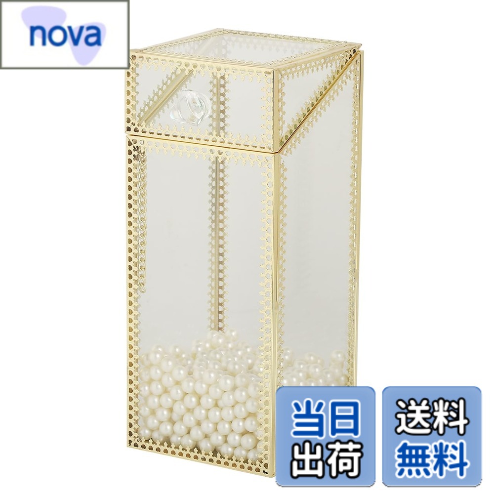 乐天商城 - 【送料無料】[Queen-b] メイクブラシスタンド パール付き おしゃれ 上品 ラグジュアリー 真珠 ゴールド メイク 化粧 コスメ ブラシ ケース クリア 透明 ガラス スタンド ケース 小物 収納 色：ゴールド、サイズ：Bタイプ