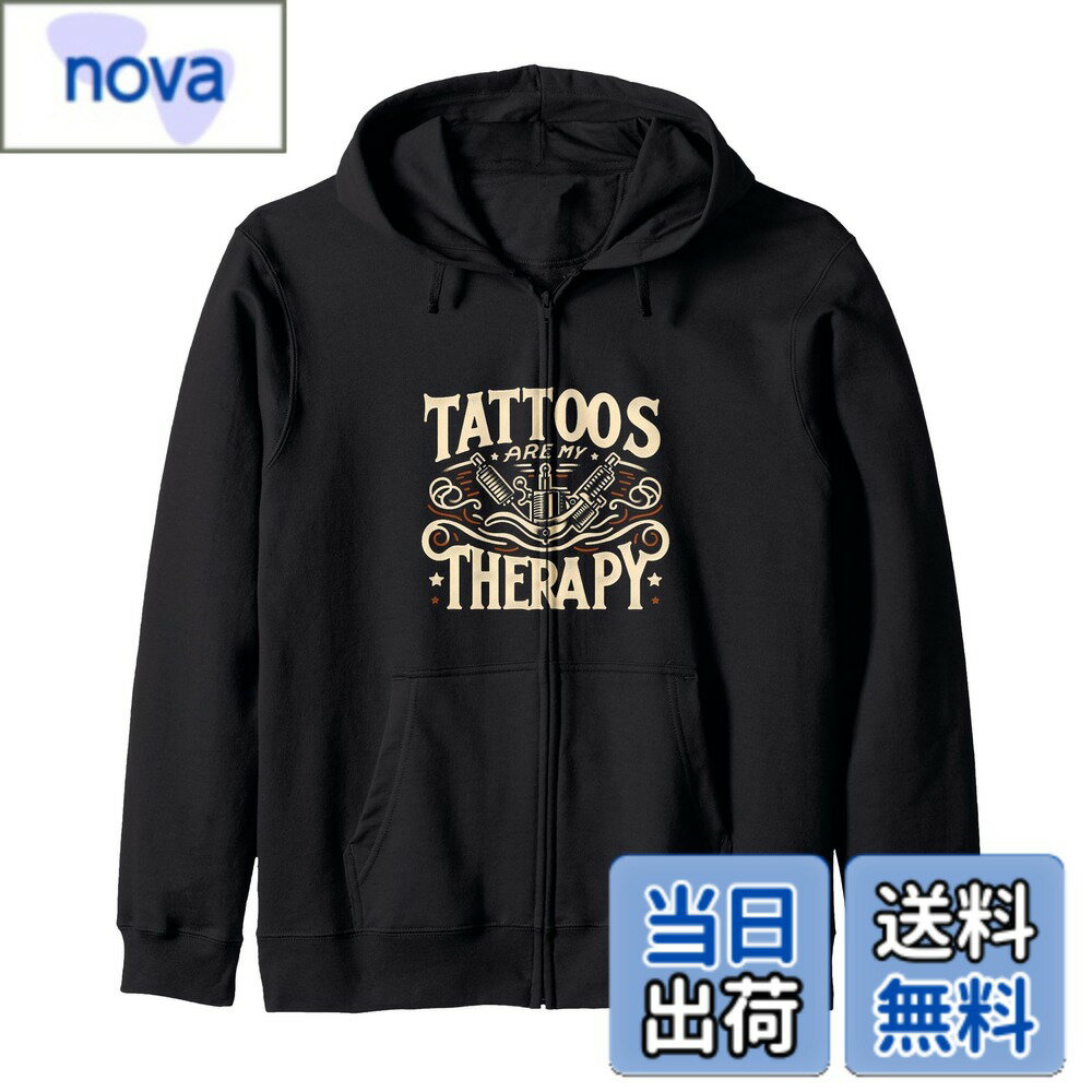 【送料無料】Tattoos Are My Therapy 芸術的なインク愛好家 -------- ジップパーカー 色：ブラック、サイズ：S