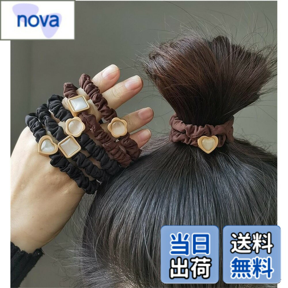 Hair Rubber Band - 【送料無料】[VOKLLIYU] 6個セット ヘアゴム 髪飾り おしゃれ レディース 女性 簡約 高弾性 ヘアアクセサリー 髪留め リングゴム シンプル かわいい 髪束ね 大人 通勤 日常 色：6個セット-1