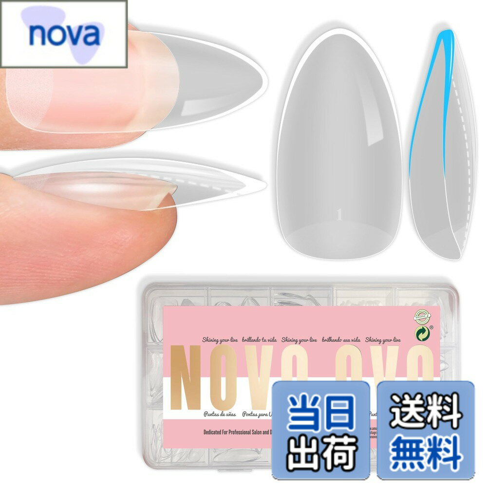 【送料無料】NOVO OVO Medium Nail Tips ミディアムネイルチップ 並行輸入品 色：Medium Almond Clear Extra Thick 224_EU サイズ：Medium