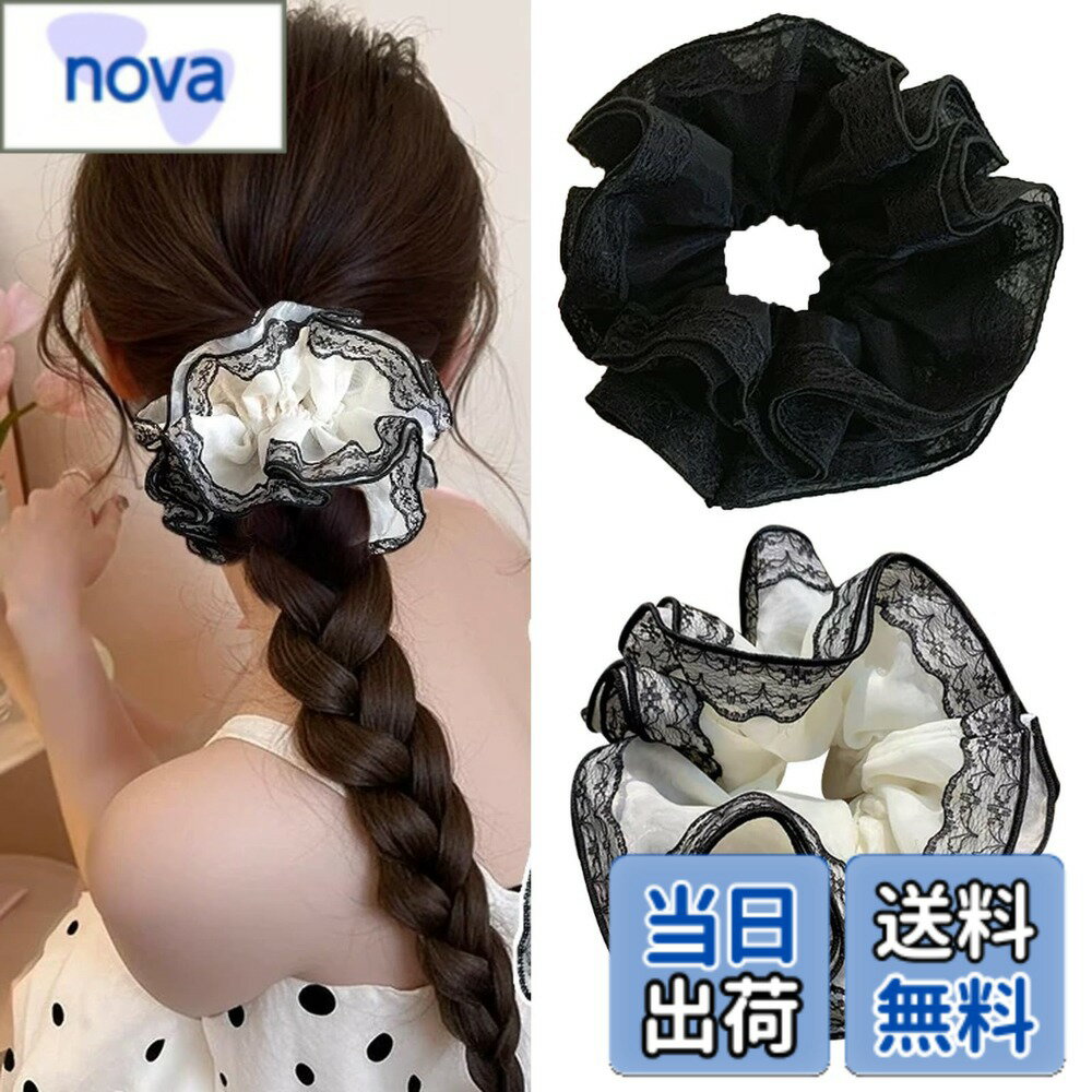 樂天商城 - 【送料無料】HAPVITAL シュシュ シフォン シュシュ おしゃれ 大人 ヘアロープ ヘアゴム お姫様 可愛い 大人 髪飾り 大きめ 萌え系 無地 特大 エレガント サテン シンプル ヘアアクセサリー ヘアアクセサリー 色：レース素材