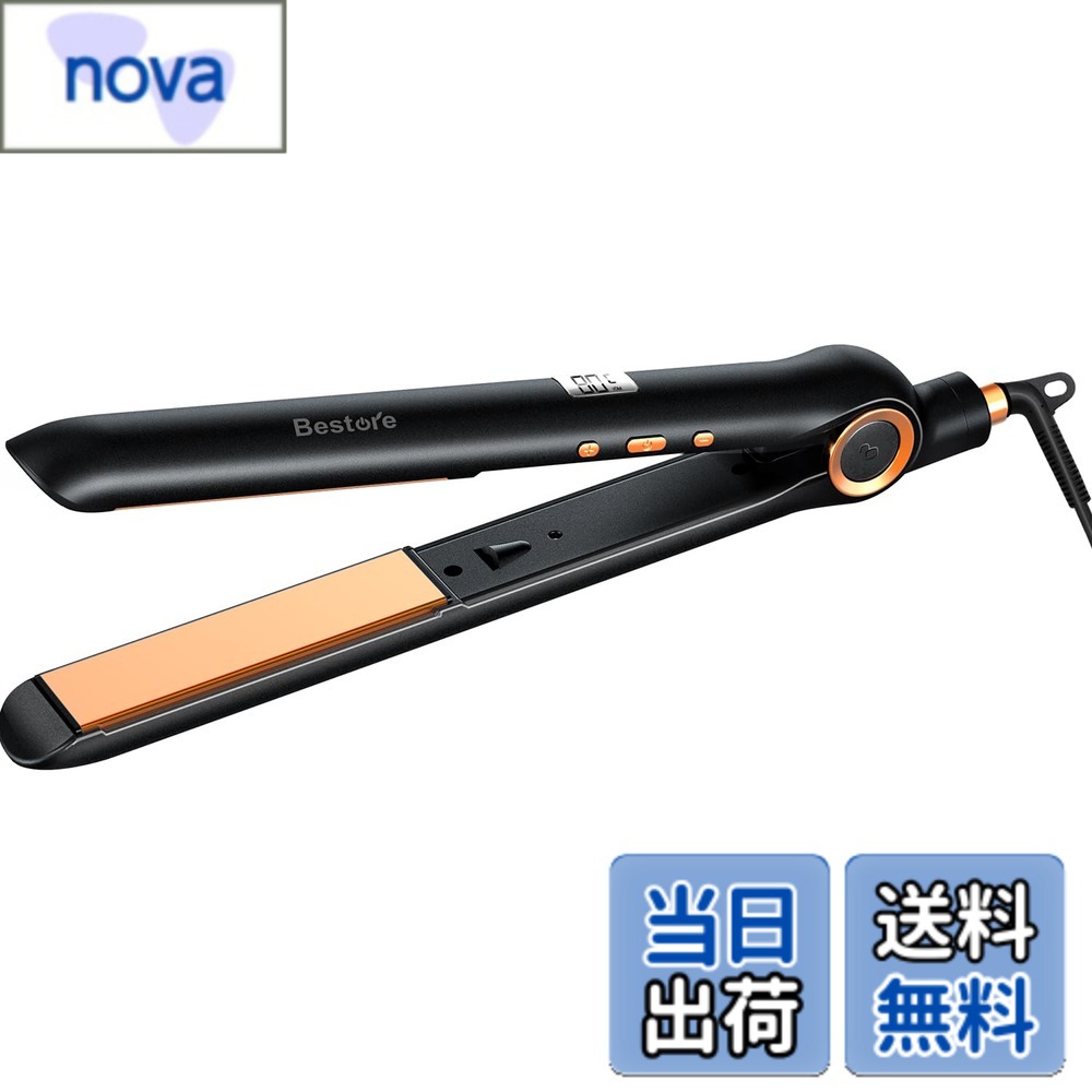 【送料無料】【2023業界新登場】 ヘアアイロン ストレート 2way 24mmプレート ストレートアイロン マイナスイオン 80度-230度自由温度調整 LCD液晶モニター表示 360度回転コード オートパワーOFF機能 ワンタッチロック ヘアスタイリングアイ 色：ブラック、サイズ：通常