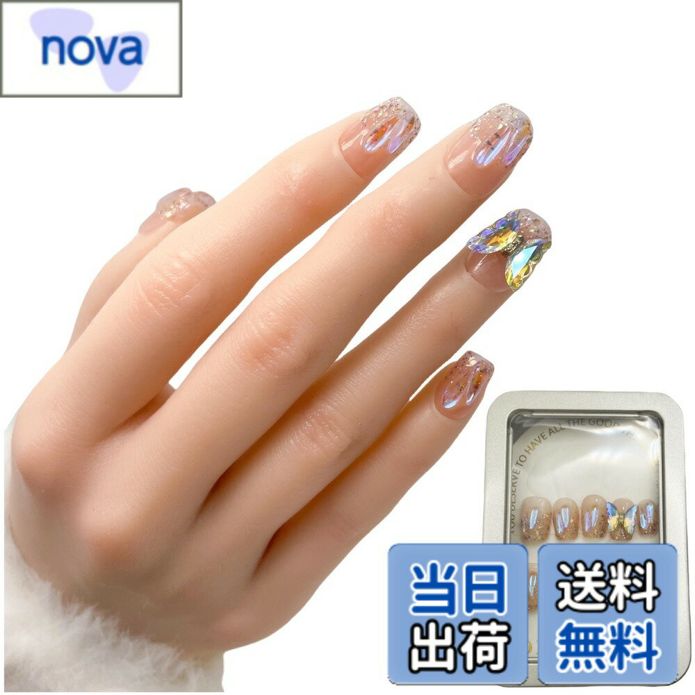 Rakuten - 【送料無料】Kokowomite Nails 手作り ネイルチップ ショート 短め 人気つけ爪 3D おしゃれ 可愛い 韓国 デザイン付け爪 収納ボックス付き 10枚入 色：#2 蝶、サイズ：S