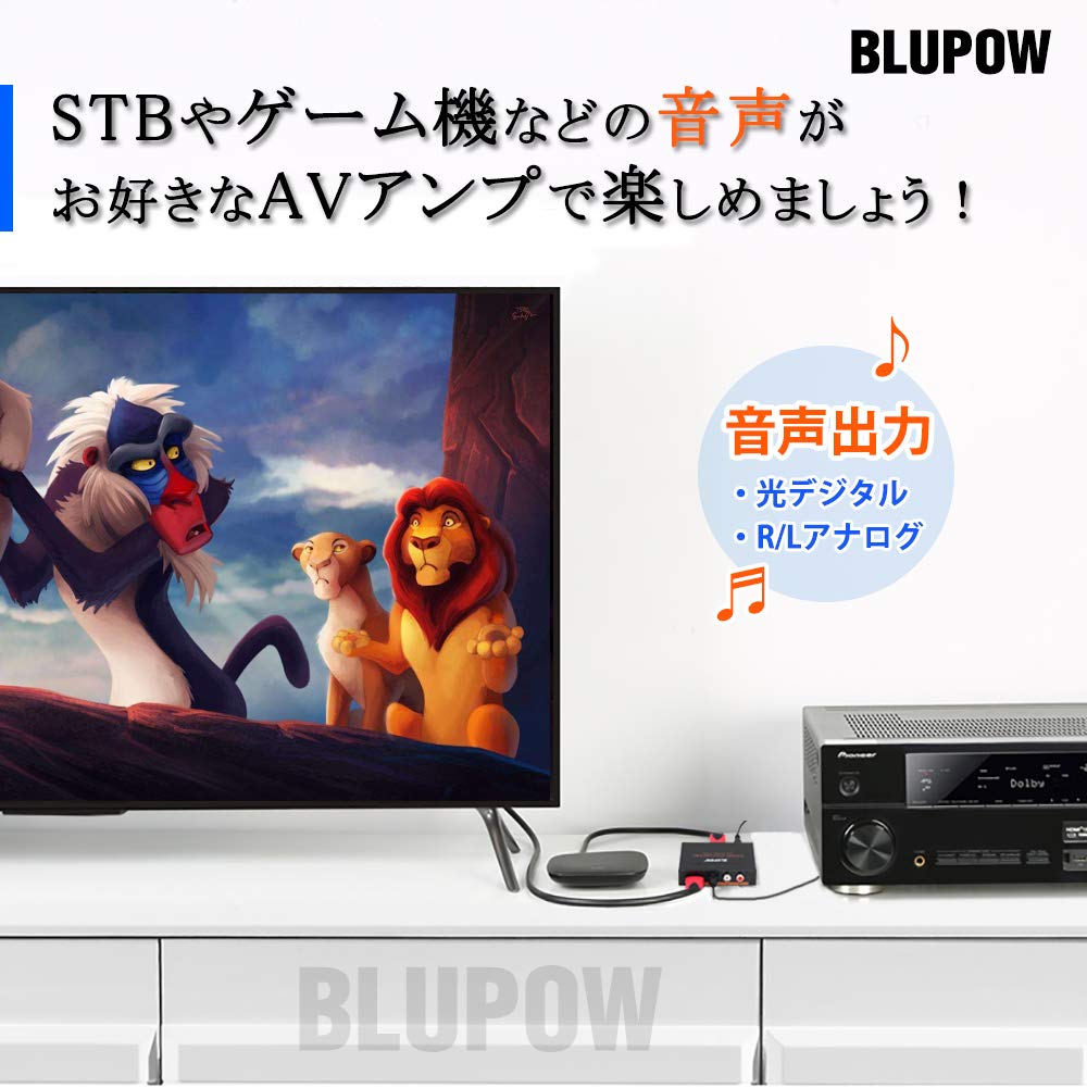 【送料無料】BLUPOW HDMI音声分離器 4K30Hz・3D対応「音声出力：光デジタル・R/Lア...