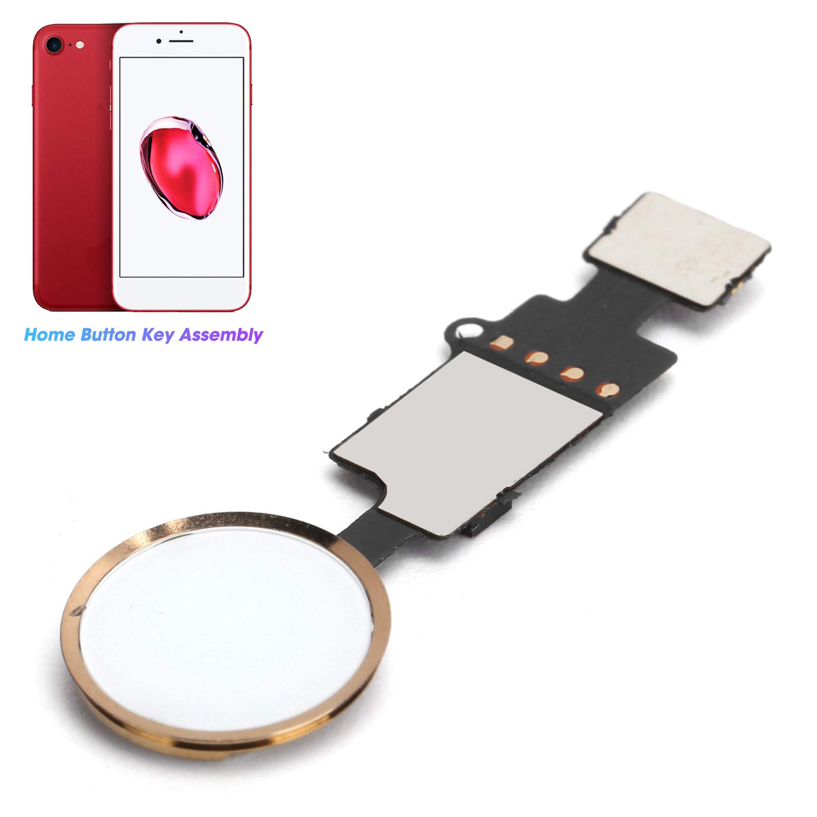novaの【送料無料】ホームボタンキーアセンブリABSリターンボタンの交換iPhone7 / 7 Plus / 8 / 8Plus用ホームボタンフレックスケーブルモジュール(Golden)｜アングル2