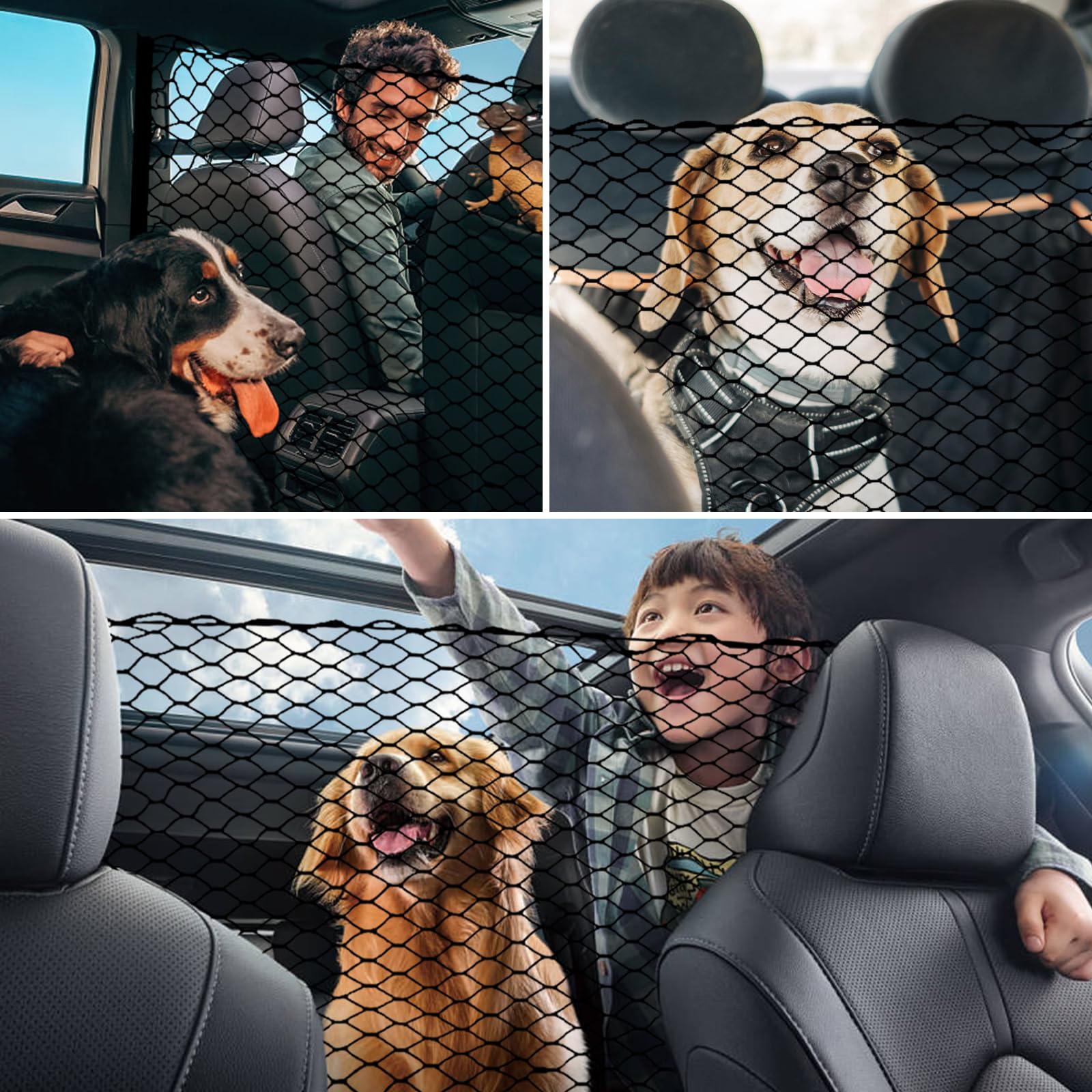 novaの【送料無料】HGCY 犬用バリア幅47インチ トラック、SUV、フルサイズセダンに最適 - ペット拘束具 車の後部座席仕切り 車両ゲート 荷物エリア トラベル トランク メッシュネット スクリーン バリケード｜アングル3
