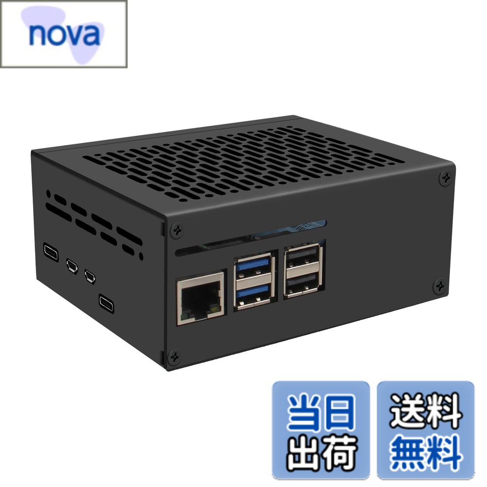 乐天商城 - 【送料無料】Geekworm X1201-C1 金属ケース、Raspberry Pi 5 とX1201 UPS電源管理拡張ボードに適用 色：ブラック