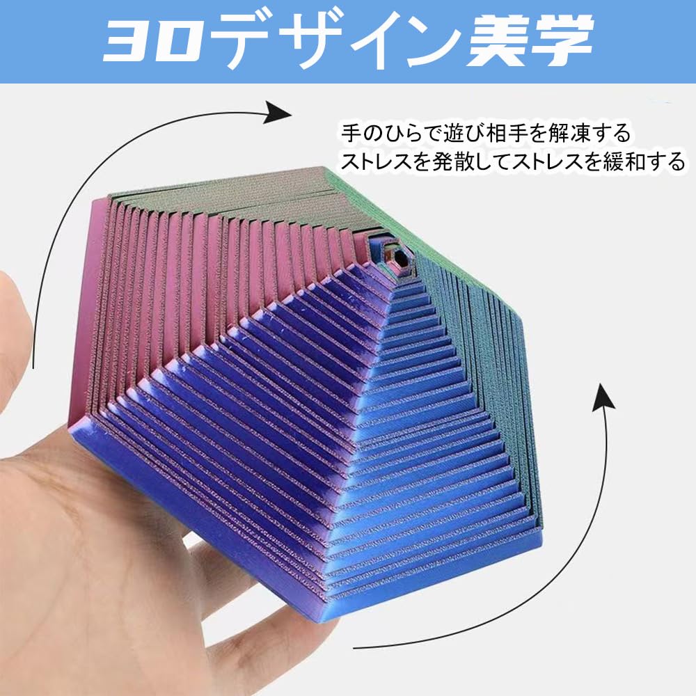 novaの【送料無料】YUWENWストレス解消グッズ フィジェットトイ 耐久性 1個入り フラクタル六角形 集中力を高め 不安を軽減し 不安やストレスを和らげる ストレス解消おもちゃ 人間工学 手遊び 多用途で持ち運び可能 大人 約8.2*4.2CM （虹色）｜アングル3
