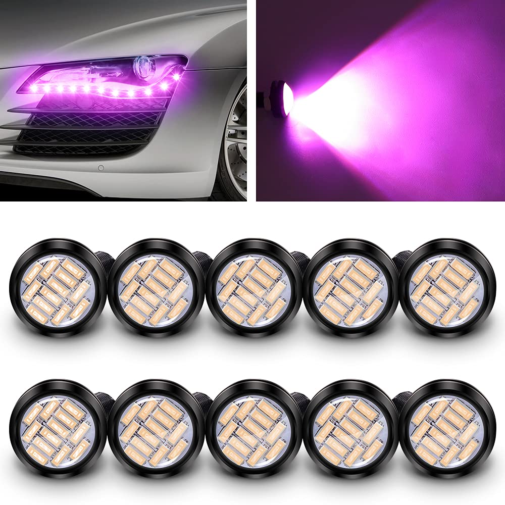 樂天商城 - 【送料無料】X-STYLE イーグルアイ LED デイライト スポットライト 22mm 12連led ボルト型 牛目 大玉計 防水 高輝度 埋め込み型 12V 10個セット（ピンク） 色：ピンク、サイズ：22mm