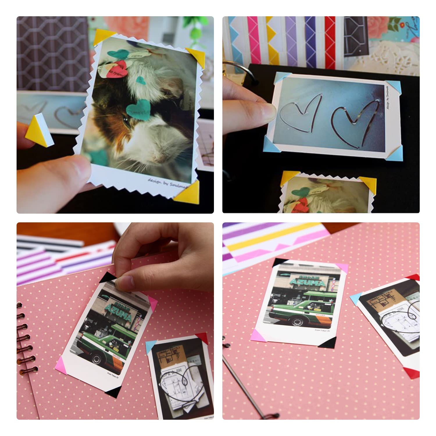【送料無料】Doyime 写真 コーナー 貼る シール 10枚セット 三角 コーナーシール 自己粘着 DIY写真集 手作り素材 フォトシール アルバム ステッカー スクラップ ブック 日記 手帳 フォト 色：Multicolor、サイズ：103*148mm 3