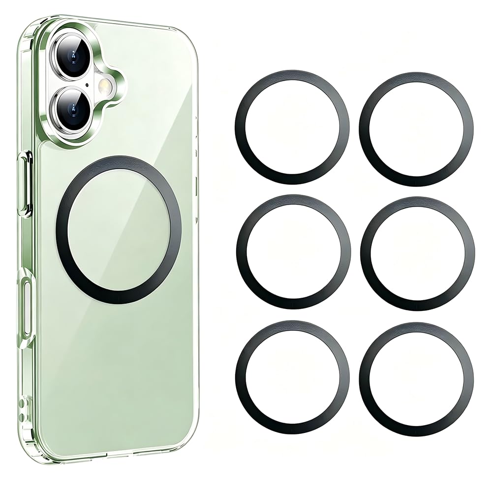 【送料無料】Aothey Magsafe用リング magsafe シール スマホリング Magsafe磁気変換キット - マグセーフ シール 金属メタルリング スマホケース磁気アップグレード 色：ブラック-6枚入り、サイズ：0.4mm