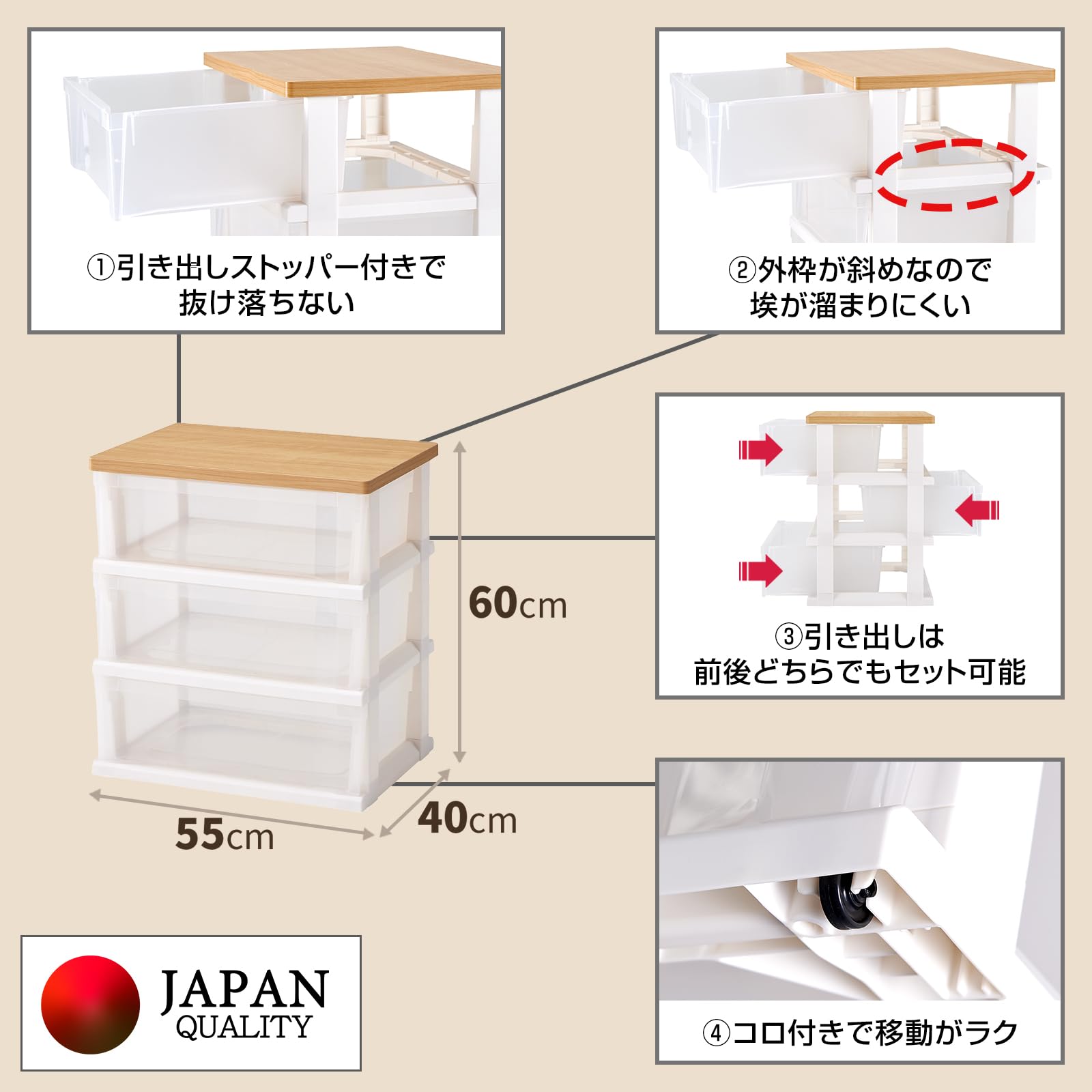 【送料無料】天馬(Tenma) 木製天板ストッカー550 組立式 4段 色：ホワイト、サイズ...